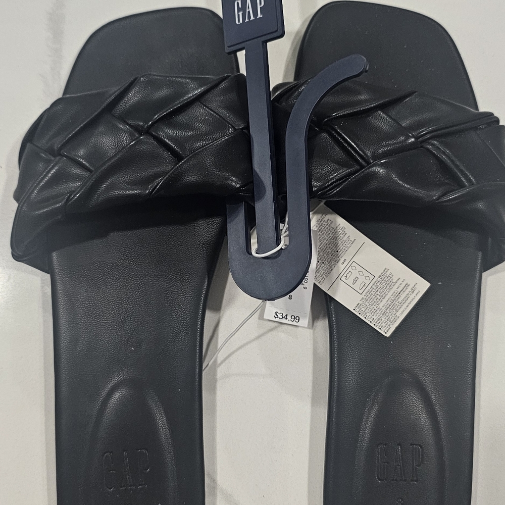 GAP Black Woven Slide Sandals
